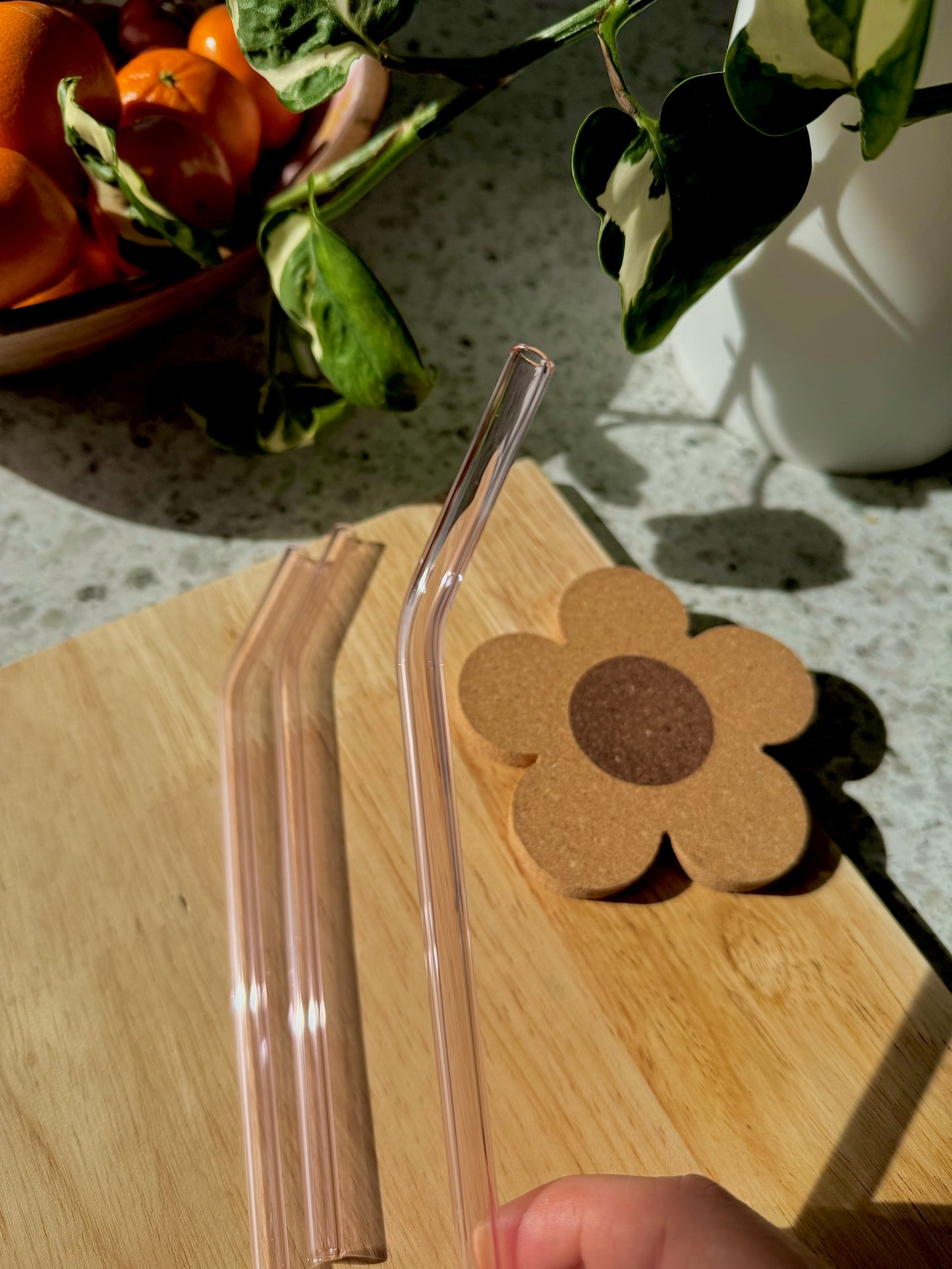 Pink Bent Glass Straw