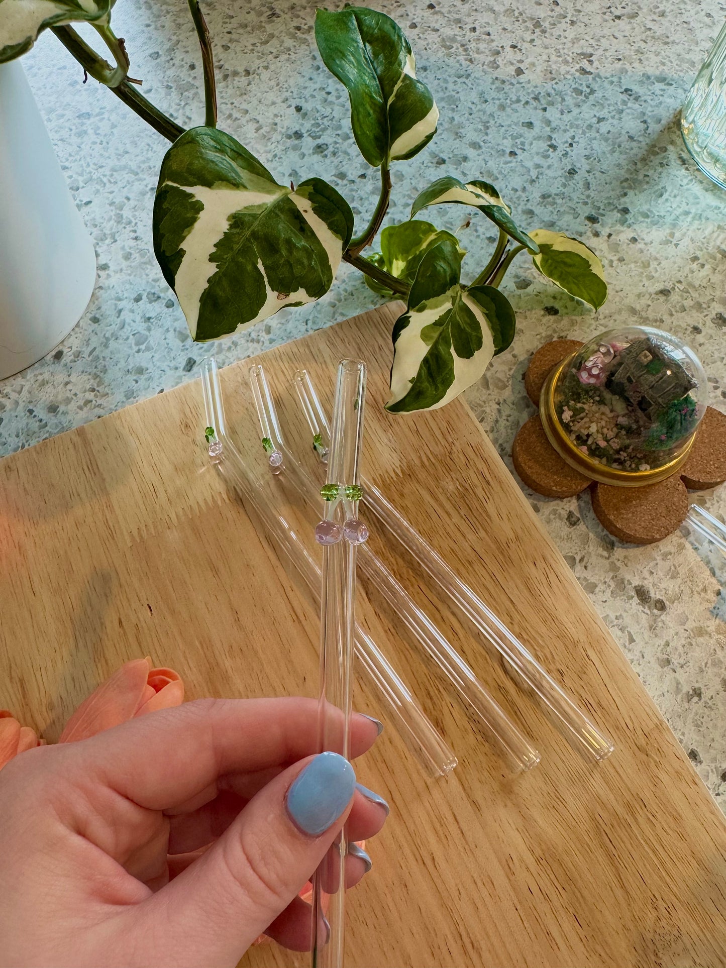 Pink Cherry Glass Straw