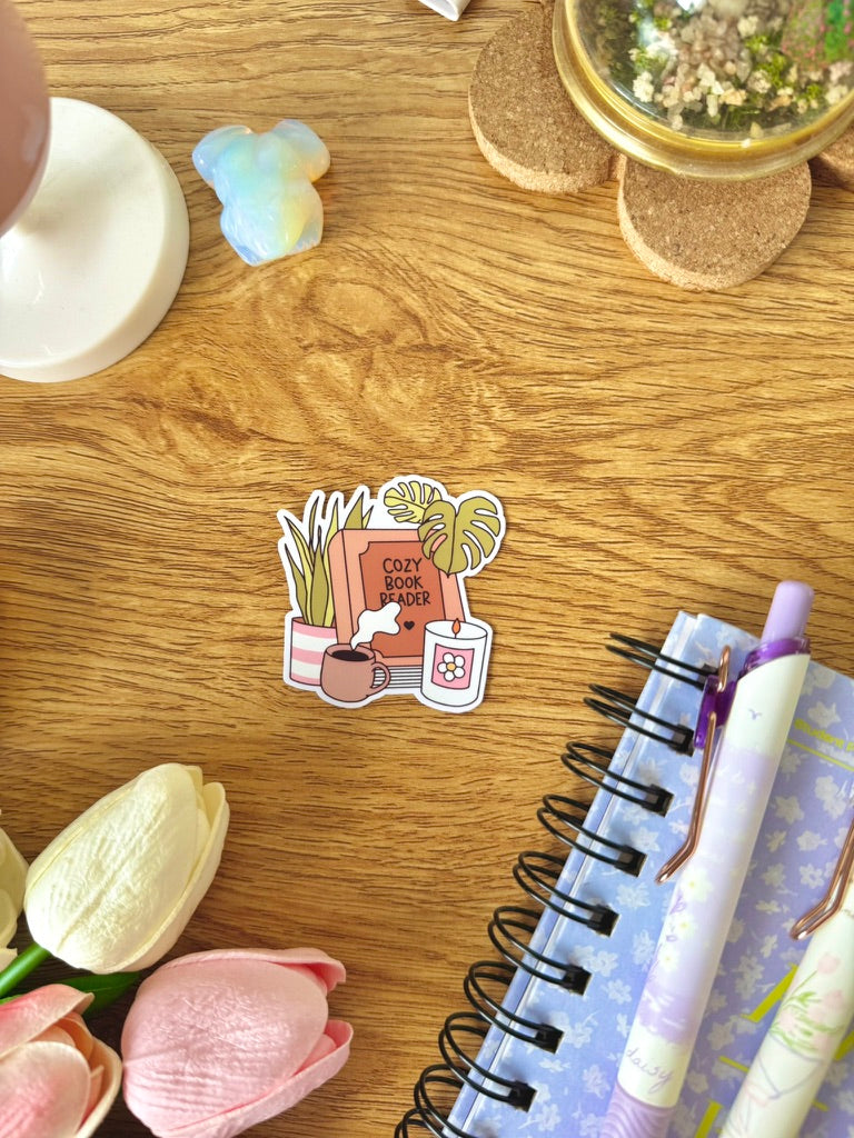Cozy Book Reader Sticker