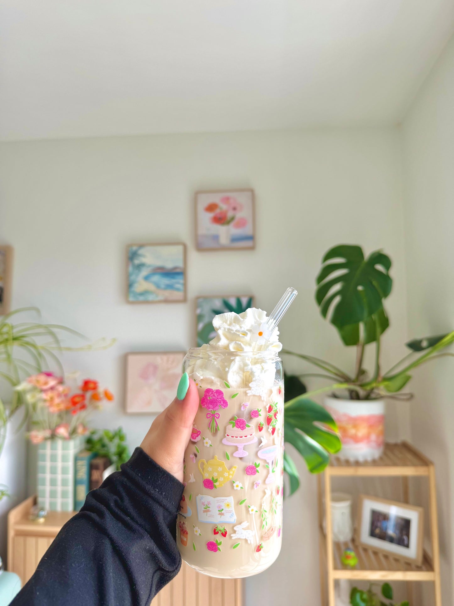 Garden Tea Party Glass Cup - 500mls