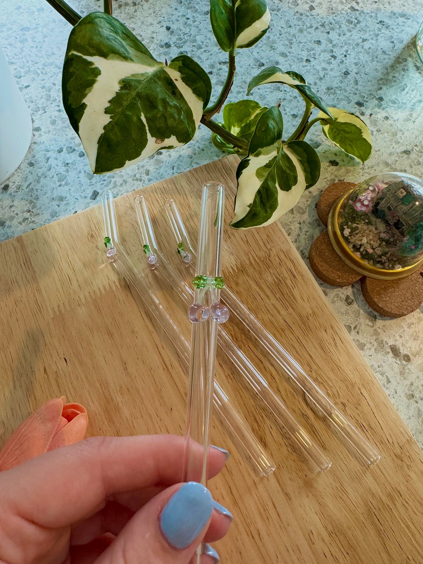 Pink Cherry Glass Straw