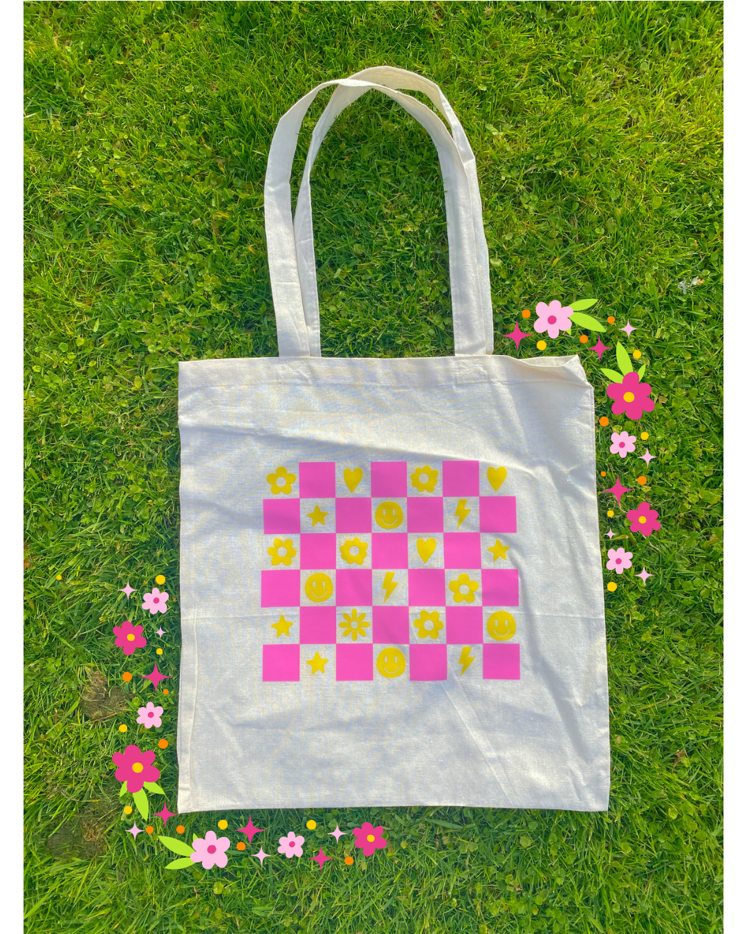 Doodle Checker Tote Bag