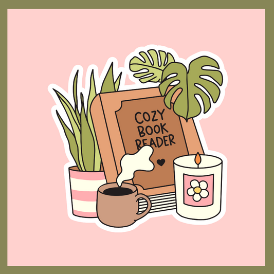 Cozy Book Reader Sticker