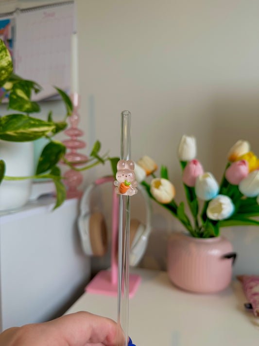 Carrot Bunny Glass Straw
