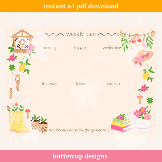 Garden Girlie Weekly Planner - Digital