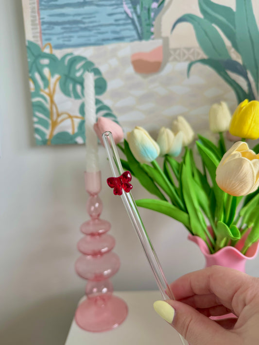 Christmas Bow Bent Glass Straw