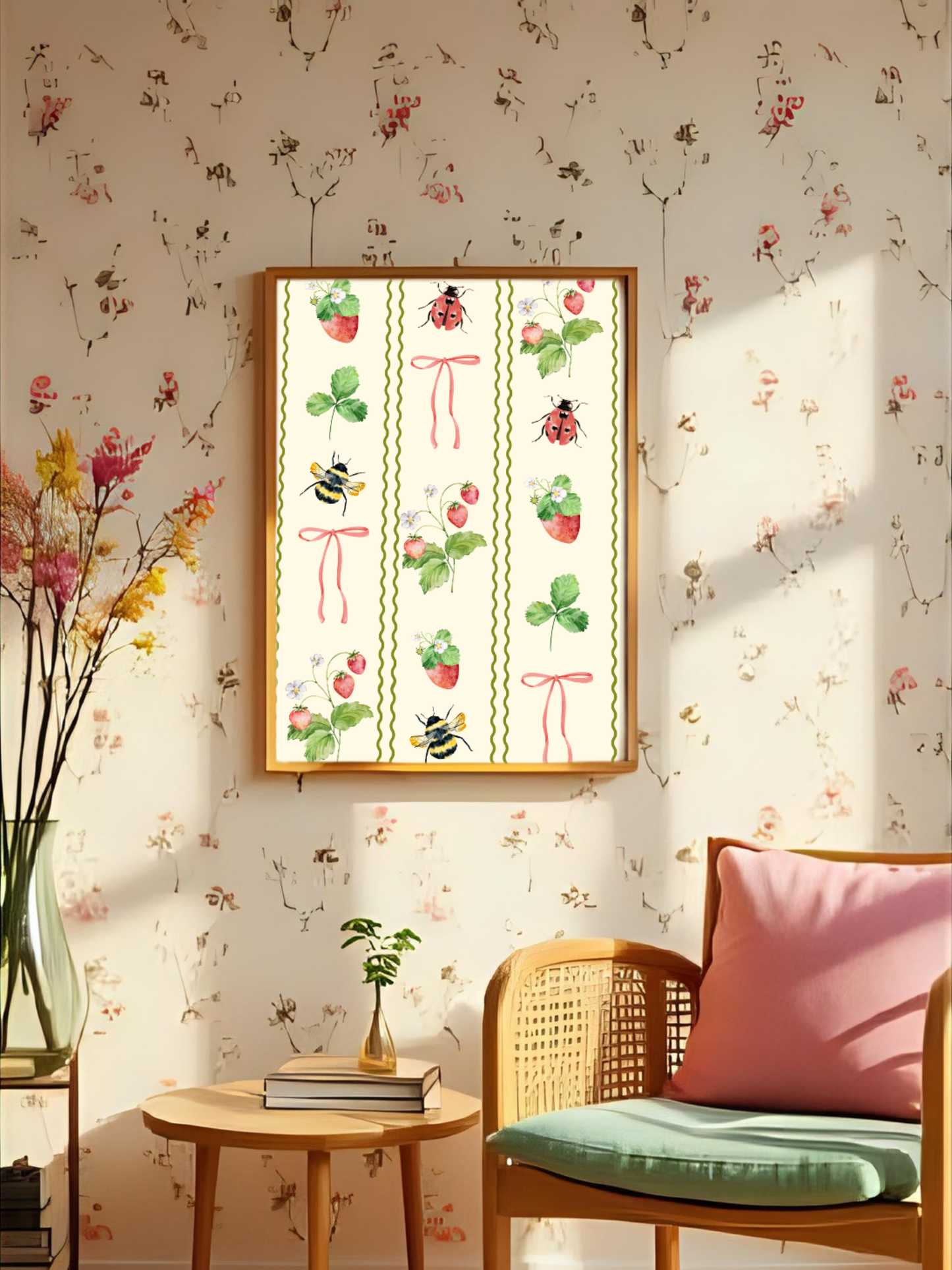 Strawberry Bugs Art Print
