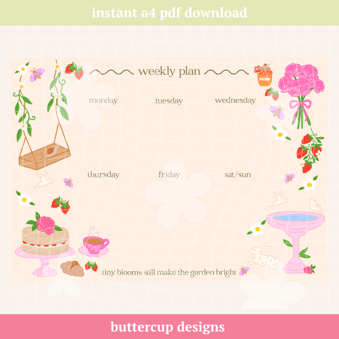 Garden Party Weekly Planner - Digital