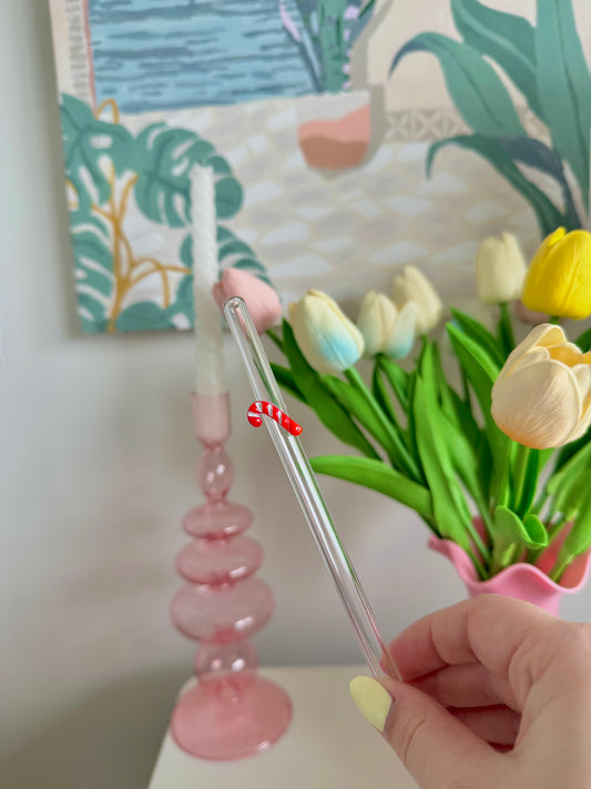 Candy Cane Bent Glass Straw