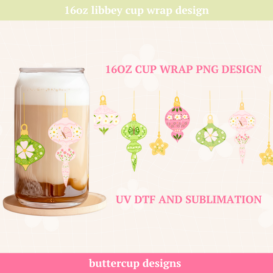 Christmas Baubles Cup Wrap - Digital