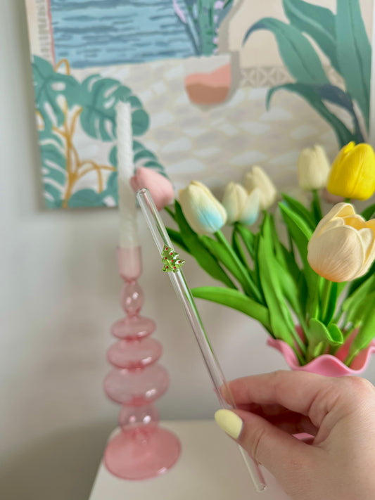 Christmas Tree Bent Glass Straw