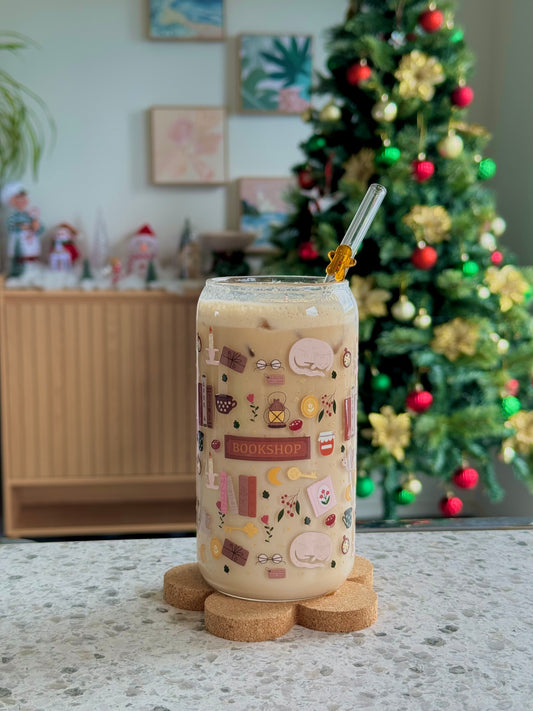 Cozy Bookshop Glass Cup - 500mls