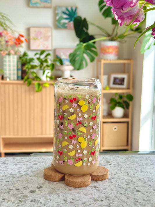 Cherries and Lemons Glass Cup - 500mls