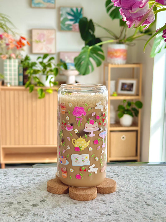 Garden Tea Party Glass Cup - 500mls