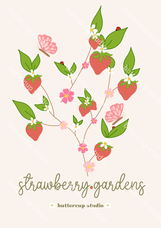 Strawberry Gardens Art Print