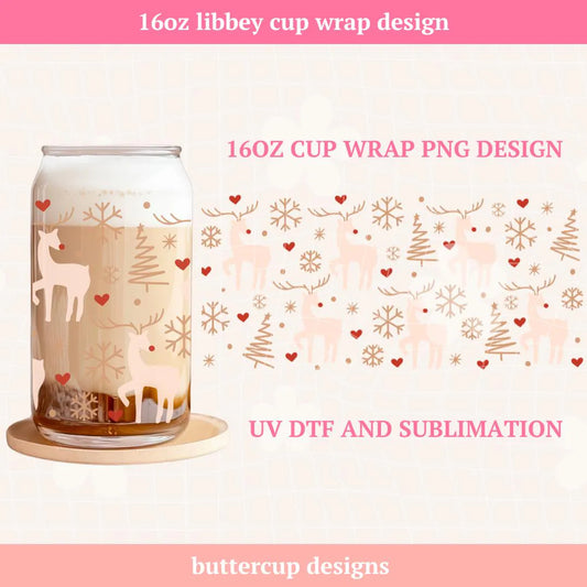 Christmas Reindeers Cup Wrap - Digital