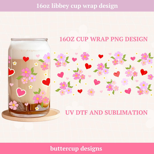 Spring Hearts Cup Wrap - Digital